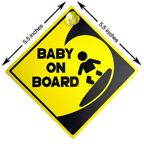 Surfer Baby on Board Weatherproof Car Suction Cup Sign